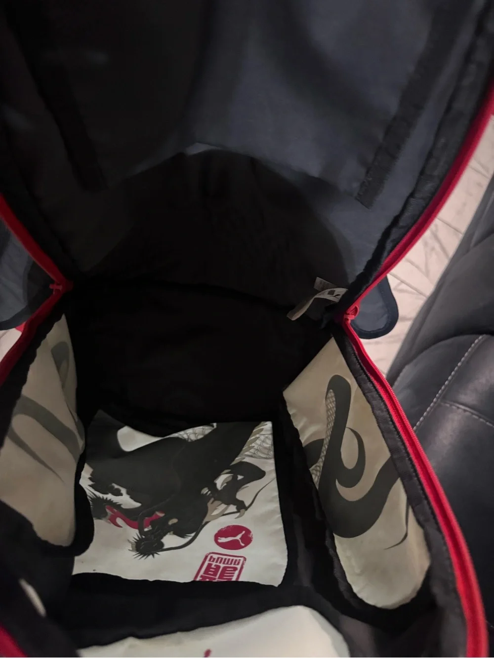 Puma Men’s Gray and red Dragon Graphic Backpack